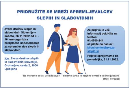 USPOSABLJANJE ZA SPREMLJEVALCE SLEPIH IN SLABOVIDNIH